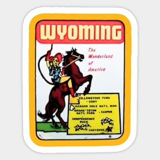 Wyoming - 1950s Tourist Window & Luggage Decal Sticker